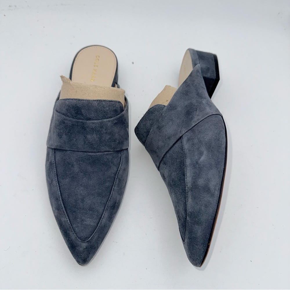 Cole Haan Charcoal Gray Suede Pointed Mules